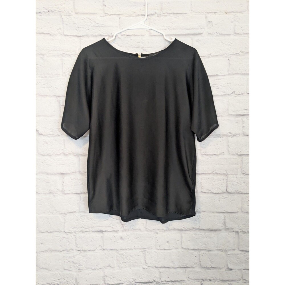 J Crew Black Two Toned Top With‎ Back Zipper Size S Classy Capsule Work